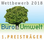 Button Erster Preis OmniCert Umweltgutachter GmbH Wettbewerb Büro & Umwelt 2018